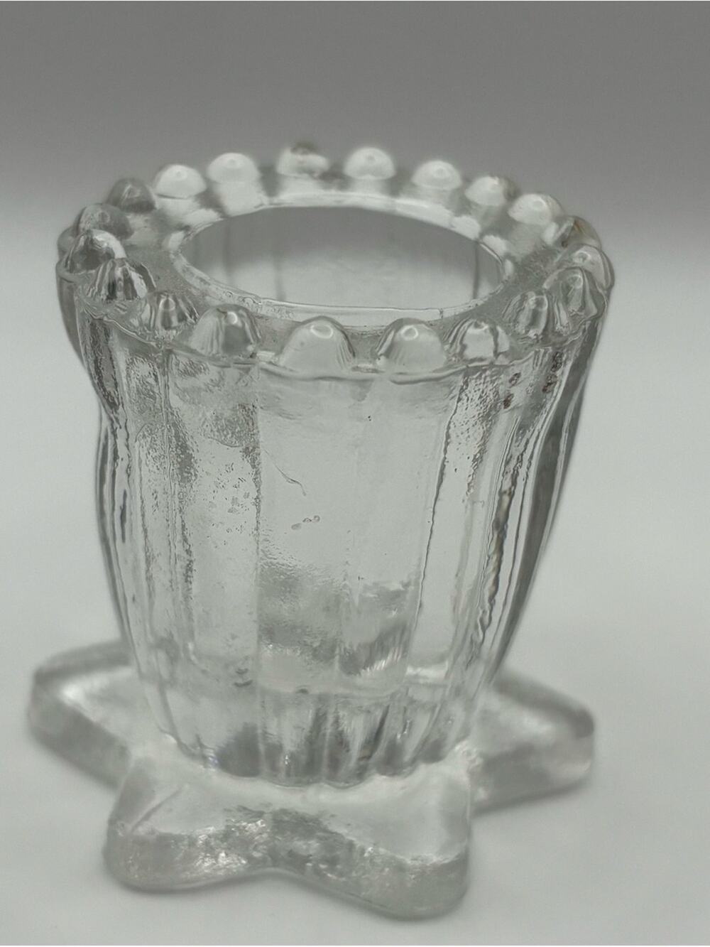 Clear Flower-Shaped Taper Candle Holder, Ribbed Candle Holder, Air Plant Holder